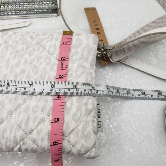 Rae Dunn Quilted Nylon Double Zip Crossbody Shoulder Bag Lightweight Design - Picture 13 of 13